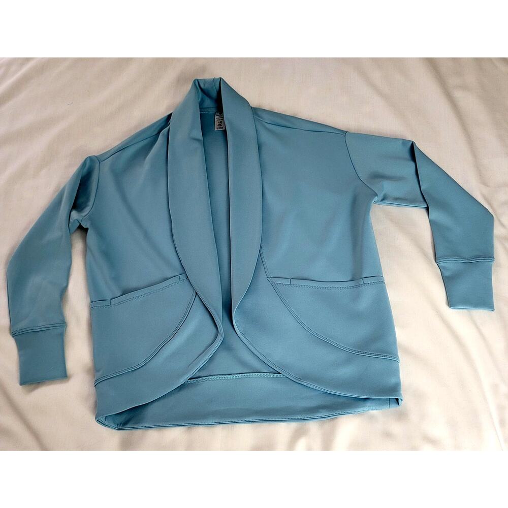 Yogalicious Girls Scuba Cardigan Jacket Only Med/10 Robin Egg Blue Non Wrinkle